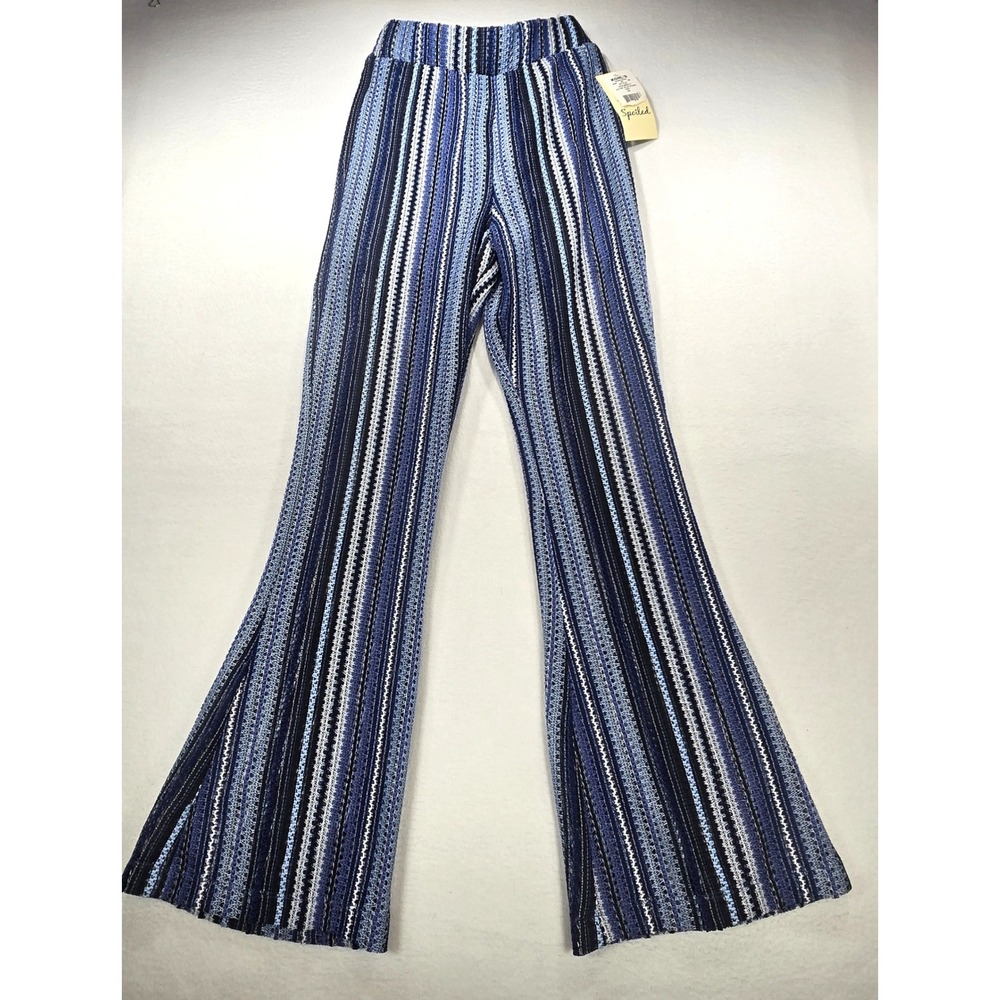 Live To Be Spoiled Blue Stripe Knit Flare Pants XS NWT Bell Bottoms Boho Kohl's